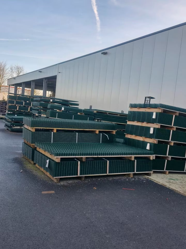 Doppelstabmattenzaun 203/656 – verzinkt & grün – 50 m Komplettset – B-Ware