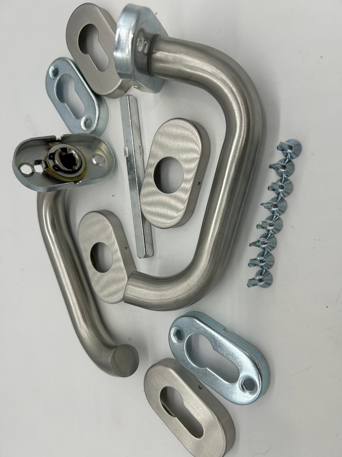 Türdrücker Edelstahl gebürstet – Moderne Türgriff Garnitur mit Rosetten & Montagematerial