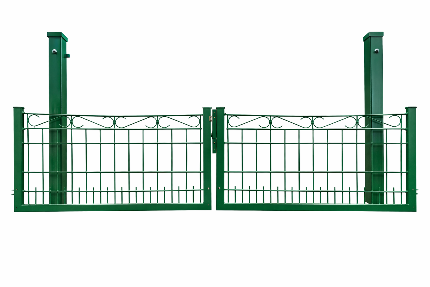 Schmuck-Gartentor 3 m – zweiflügelig – 80 cm hoch – Grün verzinkt – mit LOCINOX Schloss