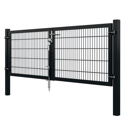 Zweiflügeliges Gartentor 4 m x 1 m  Doppelstabmattenfüllung 8/6/8 | Anthrazit RAL 7016