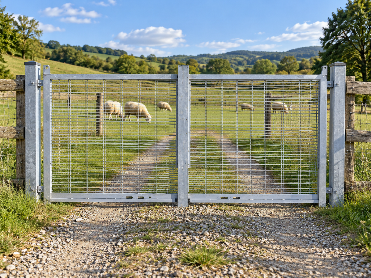 Doppelflügeliges Gartentor 200 x 460 cm verzinkt | Einstabmatten Tor