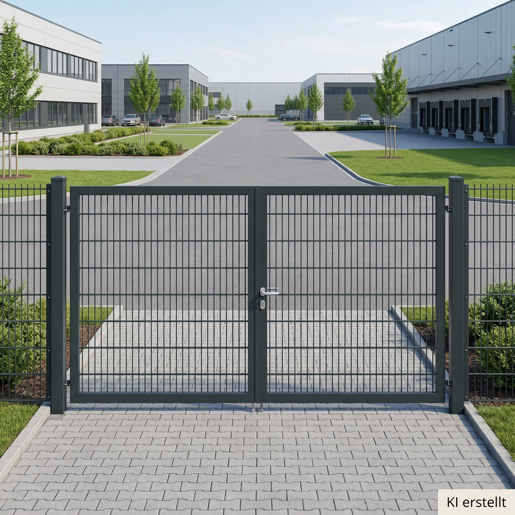 Gartentor zweiflügelig 4,00 m × 2,00 m – Doppelstabmatte 8/6/8, Anthrazit RAL 7016