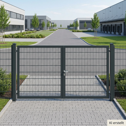 Gartentor zweiflügelig 4,00 m × 2,00 m – Doppelstabmatte 8/6/8, Anthrazit RAL 7016