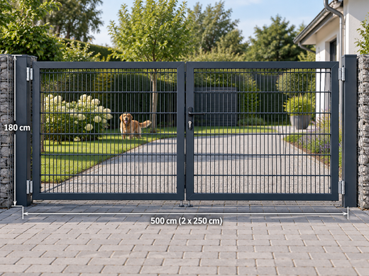 Doppelflügeliges Gartentor RAL 7016 5,00mx1,80m