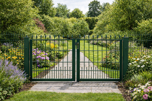 Deko-Tor mit Spitzen – gerade obere Reihe | zweiflügelig 3,00 × 0,80 m | Locinox Schloss | B-Ware