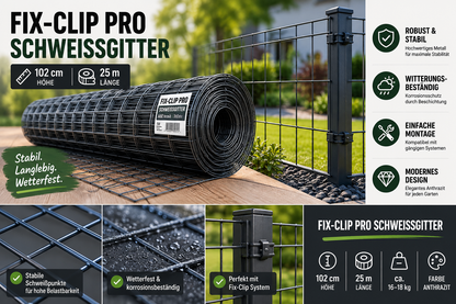 Fix-Clip Pro Schweißgitter Anthrazit – 102 cm x 25 m