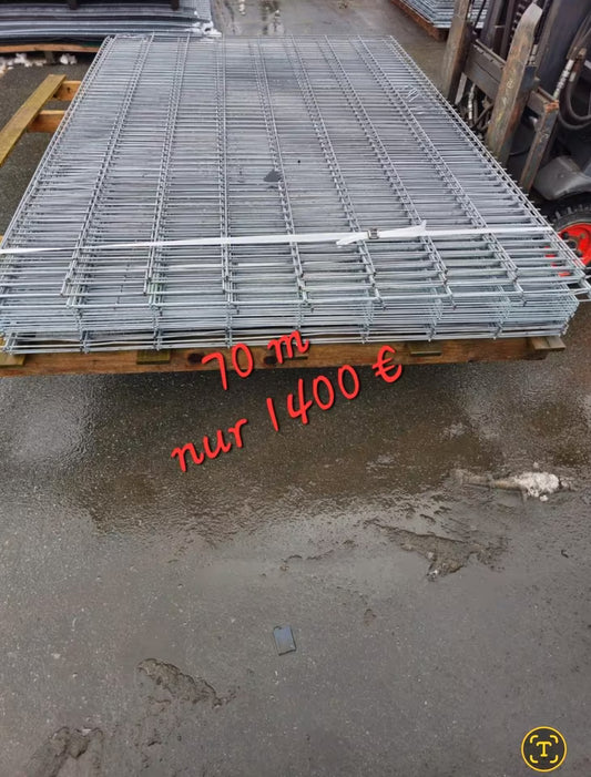 Doppelstabmattenzaun Set 163 cm hoch verzinkt 6/5/6 – 70 m – B-Ware – 1.400 €