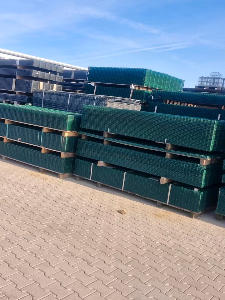 Doppelstabmattenzaun 203/656 – verzinkt & grün – 50 m Komplettset – B-Ware