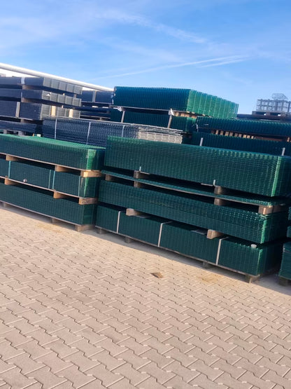Doppelstabmattenzaun 203/656 – verzinkt & grün – 50 m Komplettset – B-Ware