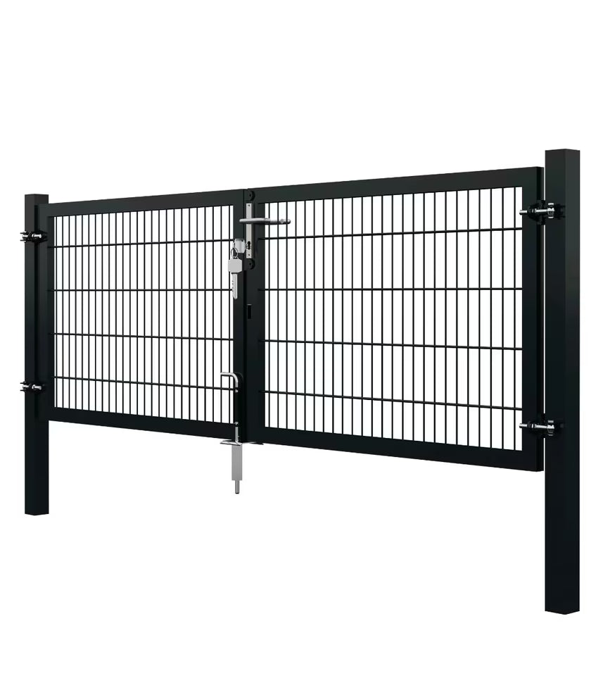 Gartentor 2 flügelig 3 m x 1 m Doppelstabmattenfüllung 8/6/8 | Anthrazit | Stabil & Verzinkt