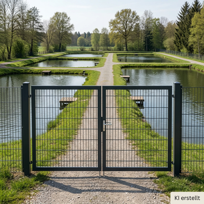 Gartentor zweiflügelig 4,00 m × 2,00 m – Doppelstabmatte 8/6/8, Anthrazit RAL 7016