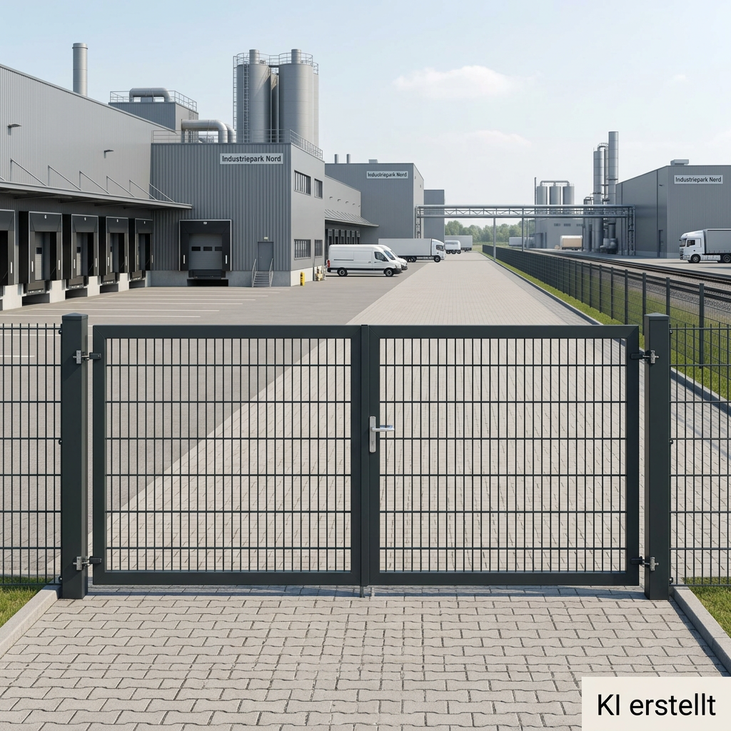 Gartentor zweiflügelig 4 m × 120 cm – Doppelstabmatte 8/6/8, Anthrazit RAL 7016 (Kopie)