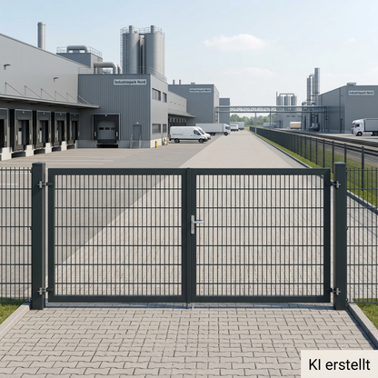 Gartentor zweiflügelig 4 m × 120 cm – Doppelstabmatte 8/6/8, Anthrazit RAL 7016 (Kopie)