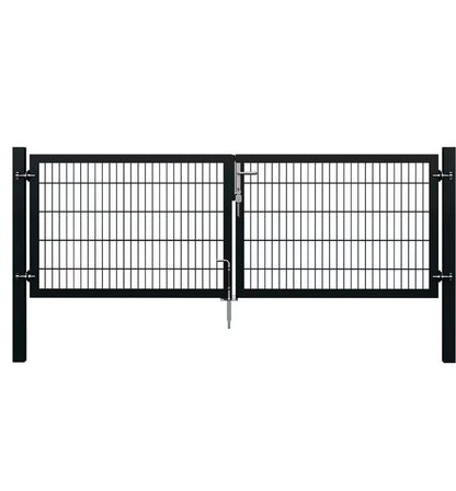 Gartentor 2 flügelig 3 m x 1 m Doppelstabmattenfüllung 8/6/8 | Anthrazit | Stabil & Verzinkt