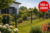 25m Doppelstabmattenzaun 6/5/6, 203 cm, verzinkt & anthrazit – Komplettset inkl. Pfosten