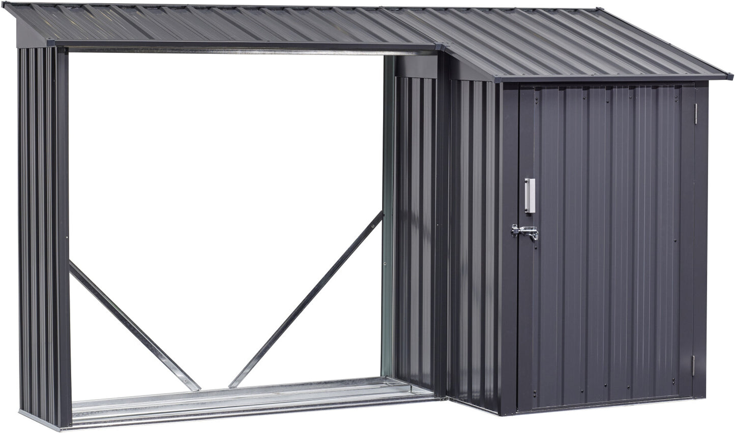 Kaminholzregal mit Geräteraum