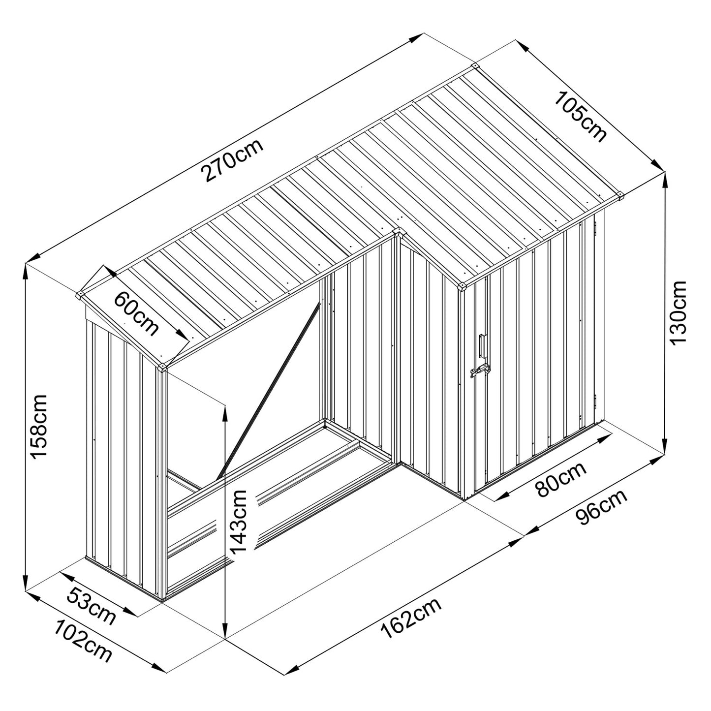 Kaminholzregal mit Geräteraum