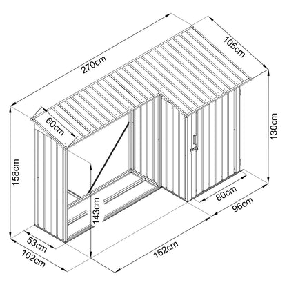 Kaminholzregal mit Geräteraum